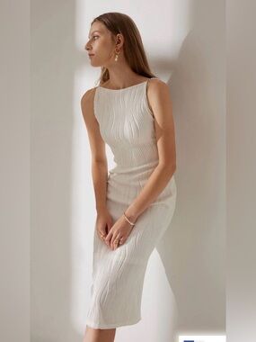 RIHOAS The Water Ripple Textured Cami Dress | Size Small